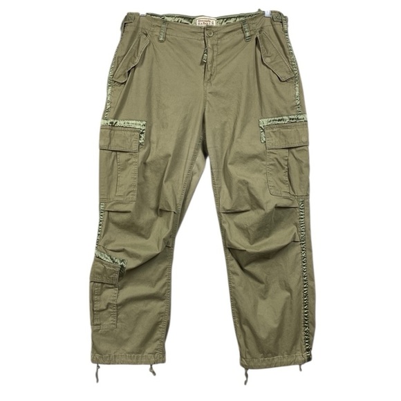 Abercrombie & Fitch 2000s Utility Pant Satin Trim Cargo Size 16 Short Y2K - Picture 1 of 13